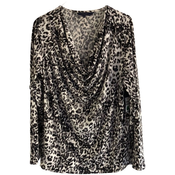 Rachel Rachel Roy Draped Front Long Sleeve Pullover 1X Black White - Picture 1 of 9